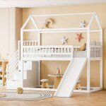 O. ye lit mezzanine enfant 90x200cm avec toboggan �chelle rangement garde - corps sur�lev�s structure ...