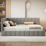 O. ye lit rembourr� canap� - lit 160 x 200 cm lit gigogne avec sommier a lattes en tissu velours agr�able ...