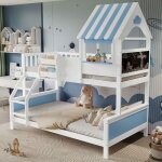 O. ye lit superpos� lit enfant lit cabane 90 / 120 x 200 cm en pin avec coffre de rangement �chelle panneau ...