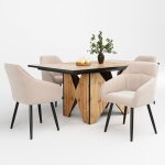 O. ye table de cuisine moderne en bois marron table bistrot non amovible table pour 4 � 6 personnes salon ...