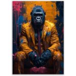 Oeuvre lgante sur toile gorille en costume art animalier contemporain pour une dcoration intrieure ...
