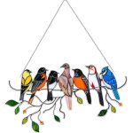 Oiseaux multicolores sur fils pendentifs de d�coration de fen�tre en verre acrylique haute couleur pendentifs ...