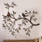 Oiseau mural art d�coune paire doiseaux damour sur les branches sculpture murale en m�tal � suspendred�coratio ...