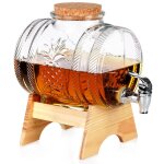 Bocal � boissons avec robinet - vilde - 3l - kran argent� - support bambou - couvercle li�ge - motif ...