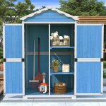Okwish abri de jardin dextrieur 104555179cm - 4 compartiments - rsistant aux intempries - bleu