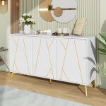 Okwish buffet bahut moderne 1404080cm - 3 portes sans poigne - rangement - blanc