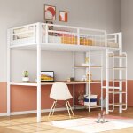 Okwish lit mezzanine enfant 90�200cm - �chelle de s�curit� avec marches - barri�re et sommier inclus ...