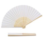 Olilly - evt - 50 eventails de qualite en tissu blanc et bambou (blanc 50 eventails) pour mariage et ...