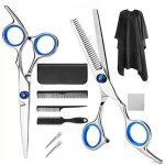 Omabeta ensemble de ciseaux de coupe de cheveux 10pcs kit de ciseaux de coupe de cheveux peignes cape ...