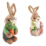 Omabeta figurine lapin de paille couple deaster mignon 25cm d�coration maison printemps