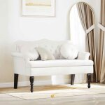 (on sale)banc chesterfield - banquette de salon blanc 1205x65x75 cm cuir synth�tique @fr3654786