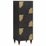 (on sale)buffet haut salon - armoire salle � manger / haut armoire noir 40x33x110 cm bois de mangue massif ...