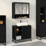(on sale)ensemble de mobilier de salle de bain - meuble / colonne salle de bain - 2 pcs ch�ne noir @fr6416826 ...