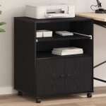 (on sale)meuble / armoire pour imprimante support dimprimante avec stockage - chne noir - 60x48x74 cm ...