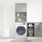 (on sale)meuble haut de salle de bainmeuble wc de machine  laver gris bton bois dingnierie 65999