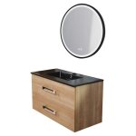 Ondee zen meuble de salle de bain à suspendre lenca - 90 cm - bois miel - miroir alexine Ondee zen meuble de salle de bain à suspendre lenca - 90 cm - bois miel - miroir alexine
