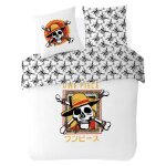 One piece - housse de couette one piece luffy pirate 220x240 cm + 2 taies doreiller 63x63 cm - 100% coton ...
