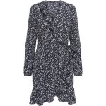 Only robe portefeuille  volants bleu marine femme
