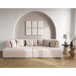 Onyx - canap� droit 4 places avec double m�ridienne - assise profonde - en velours c�tel� - beige