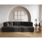 Onyx - canap� droit 4 places avec double m�ridienne - assise profonde - en velours c�tel� - gris