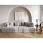 Onyx - canap droit 4 places avec double mridienne - assise profonde - en velours ctel - gris clair ...