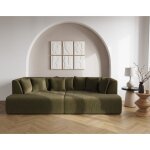 Onyx - canap� droit 4 places avec double m�ridienne - assise profonde - en velours c�tel� - vert