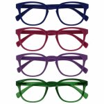 Opulize - lot de 4 lunettes de lecture unisexe + 350 cadres ronds r�tro (bleu / rose / violet / vert) ...