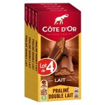 Cote dor - 4 tablettes de chocolat au lait fourr pralin et double lait - (4x200g)