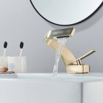 Or et bross� robinet salle de bain mitigeur de lavabo avec poign�e carr�e robinetterie pour salle de ...