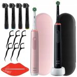 Brosse  dents lectrique - oral - b - pro 3 3900 - rechargeable duo pack noir et rose - 6 embouts - ...