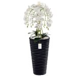 Orchid�e artificielle - botle - bouquet blanc - pot haut anthracite - h 115 cm - fleurs r�alistes
