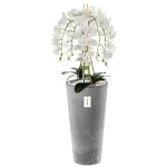 Orchid�e artificielle - botle - h 110 cm - fleurs blanches - pot en b�ton - entretien facile