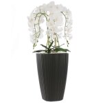 Orchide artificielle - botle - h 95 cm - pot carr anthracite - entretien minimal - design moderne