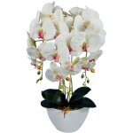 Orchid�e artificielle - damich - blanche - c?ur rose - 3 tiges - 3pgb2