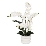 Orchide artificielle en pot  mick  pot en cramique blanc h80cm - atmosphera createur d'interieur - ...