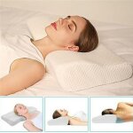 Oreiller cervical - oreiller viscoélastique respirant - 50 x 30 - avec housse de protection amovible Oreiller cervical - oreiller viscoélastique respirant - 50 x 30 - avec housse de protection amovible
