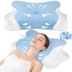 Oreiller ergonomique cervical oreiller memoire forme pour la nuque taie doreiller en soie glac�e 62 x ...