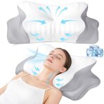 Oreiller ergonomique cervical oreiller memoire forme pour la nuque taie doreiller en soie glac�e 62 x ...