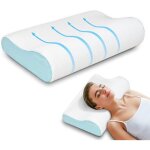 Oreiller ergonomique cervical pour soulager la douleur avec mousse � m�moire de forme 60 * 35 * 9 / 13cm ...