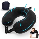 Oreiller de voyage en mousse � m�moire de forme pour soutien de la t�te doux et r�glable pour lavion ...