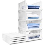 Organisateur armoire empilable - sightmark - lot de 4 - compartiments coulissants - blanc - design perfor� ...