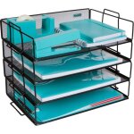 Organisateur de bureau empilable  4 niveaux en maille mtallique parfait pour le courrier et le classement ...