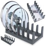 Organisateur de cuisine - support couvercles assiettes planches - noir - 28x15x9 cm - plastique - 6 pices ...