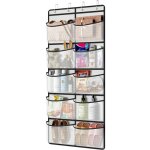 Organisateur de porte - 10 poches avec 4 crochets - pour placard organiseur derri�re la porte - gris