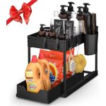Organisateurs sous lvier support darmoire de salle de bain  2 niveaux avec crochets et tasse suspendue ...