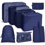 Organiseurs de bagage pour voyage rangement valise lot de 8 packing cubes organiseurbleu marine label ...