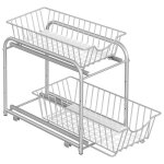 Organiseur de cuisine - songmics - �tag�re sous �vier - 2 paniers coulissants - empilable - gris tourterelle ...