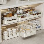 Organiseur darmoire coulissant panier coulissant pour placard de cuisinetelescopique tiroir cuisine sans ...