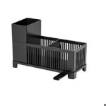 Organiseur d?�vier de cuisine noir en plastiquesupport de comptoir pour �ponge et savonrangement pratique ...