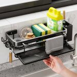 Organiseur dvier - kcvv - noir - antirouille - installation sans perage - multifonctionnel